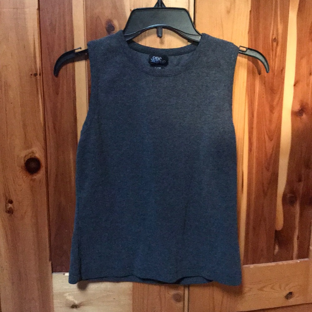 One Step Up Grey Tank Top